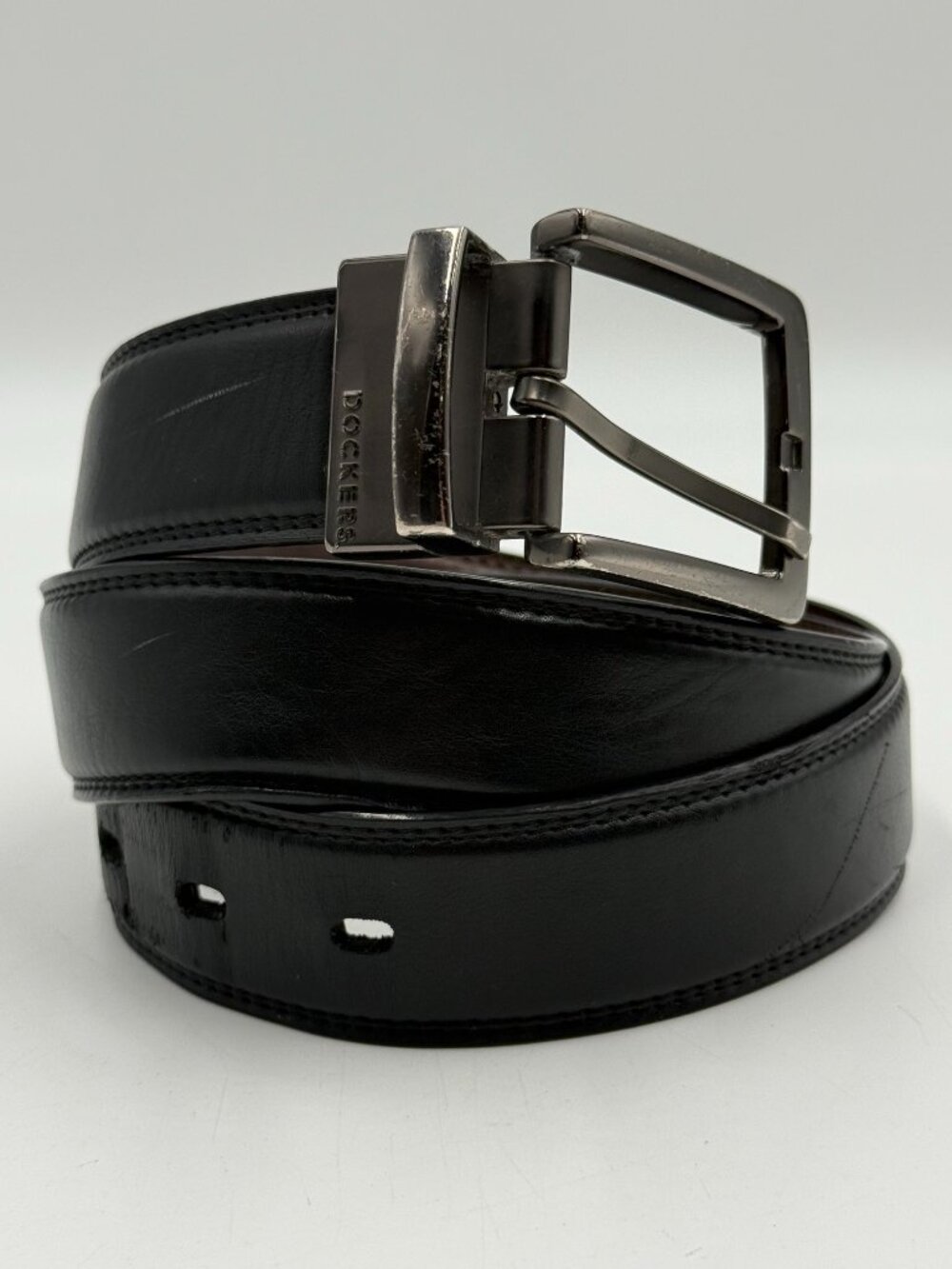 Dockers Reversible Black Brown Belt Size M 34-36 Synthetic Leather Dress Work